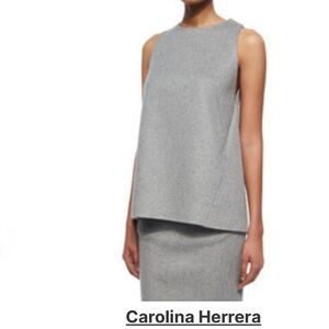 Carolina Herrera luxury CASHMERE Light Gray sleeveless Top made in Italy 6